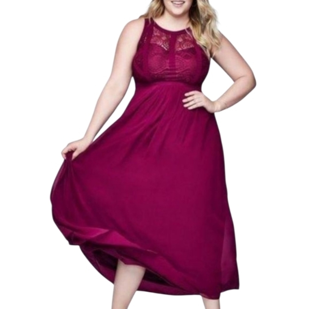 CITY‎ Chic Paneled Bodice Maxi Formal Raspberry Dress size L plus 20 New